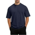 thumbnail image 2 of pstuiky camisetas de manga corta para hombre, Camiseta/camiseta informal de manga corta con cuello redondo y abertura en el dobladillo para hombre, color liso, a la moda ropa de hombre s, 2 of 8