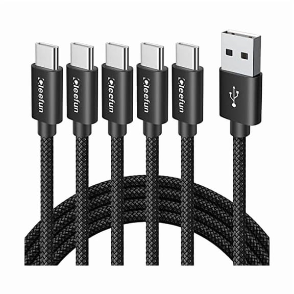 USB C Cable 6ft, 5-Pack USB A to Type C Charger Cord Fast Charging for iPhone 17 16 15 Pro Max Plus Air 16e, for Samsung Galaxy S25 S24 S23 S22 S21 S20 S10 A17 A16 A15 A56 A55 A26 A35 A36
