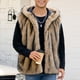thumbnail image 5 of Ceisia Men's Loose Fit Faux Fur Hooded Vest with Vertical Stripe Texture Gift, 5 of 9
