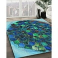 thumbnail image 3 of Ahgly Company Machine Washable Indoor Rectangle Transitional Macaw Blue Green Area Rugs, 3' x 5', 3 of 7