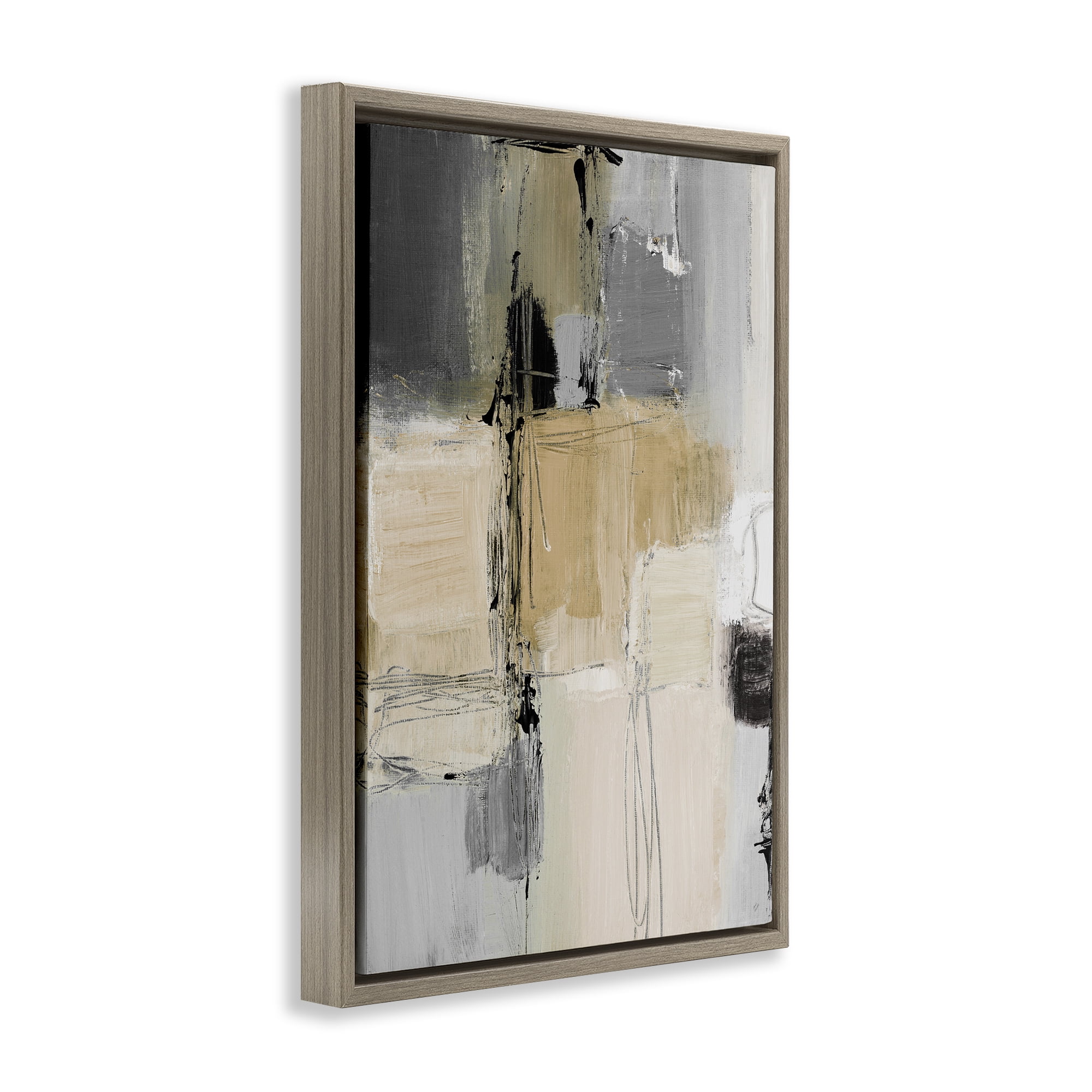 Stupell Industries Rustic Organic Abstraction Abstract Painting Brown Floater Framed Canvas Art Print Wall Art, 17 x 25