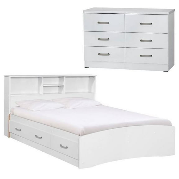 Home Square 2-Piece Set with Full Captains Bed and Bedroom Dresser