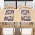 thumbnail image 4 of Reusable Table Place Mats 6 Pieces Set, Anti-Skid Oil-Proof Woven Vinyl PVC Heat Resistant Placemats for Home Indoor Dining Home Decorations, Blooming Flower Purple Yellow, 4 of 6