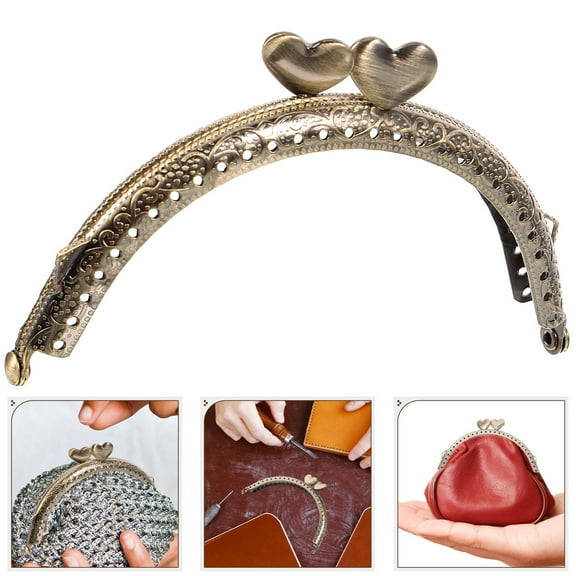 FELTECHELECTR 1Pack Metal Purse Clasp Frame Heart Shaped Bag Lock for Women Diy Accessory