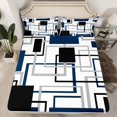 thumbnail image 2 of Erosebridal Blue Sqare Sheet Set Twin,Geometric Rectangle Bedding Sets Twin Size,Abstract Decoration,3pcs, 2 of 7