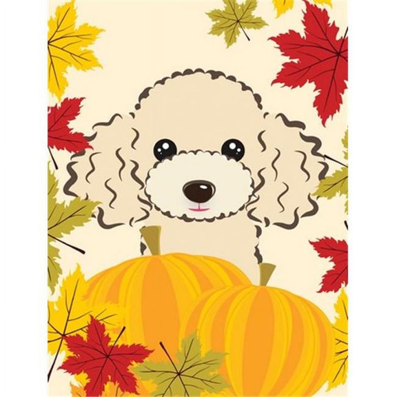 Carolines Treasures BB2064CHF Buff Poodle Thanksgiving Canvas House Flag