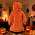 thumbnail image 5 of WAYUTE Sweatshirts for Girls Halloween Pumpkin Zipper Hooded Sweatshirt for Kids Youth Soft Lined Thermal Fall Outfits Casual Holiday,Orange,Size 11-12 Y, 5 of 7