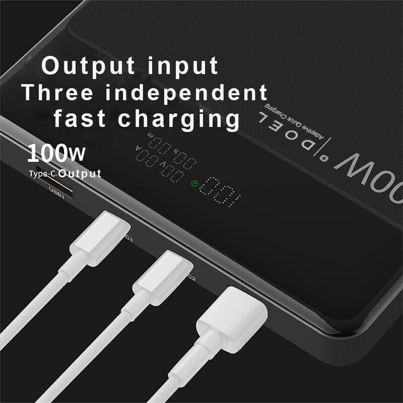 DOEL Power Bank,100W 20000Mah Portable Charger with PD Fast Charging 4-Output and digital display,Carbon Series Laptop Battery Pack for Macbook, iphone,ipad,Samsung,Steam Deck (Black)