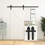 Homlux DIY 6ft Sliding Barn Door Hardware Kit Single Door - Smoothly and Quietly - Simple and Easy to Install - Fit 1 3/8-1 3/4" Thickness Door Panel - 2x 3ft Rails (I Shape Hangers)