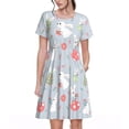 thumbnail image 1 of Balery Bunny cartoon with easter Vestidos sueltos de manga corta para mujer, vestidos de verano 2025, vestidos casuales de corte A con vuelo., 1 of 6