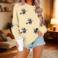 thumbnail image 5 of Womens Halloween Tops Printed Crew Neck Long Sleeve Elastic Hem Fashion Loose Fall Pullover Top Khaki L, 5 of 6