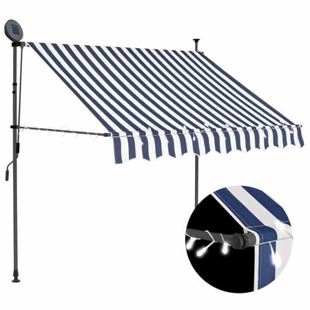 Suzicca Manual Retractable Awning with 59.1  Blue and White