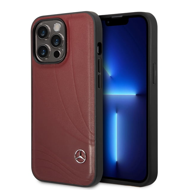 Funda de piel Mercedes Benz Diseño Olas para iPhone 14 Pro Max Rojo