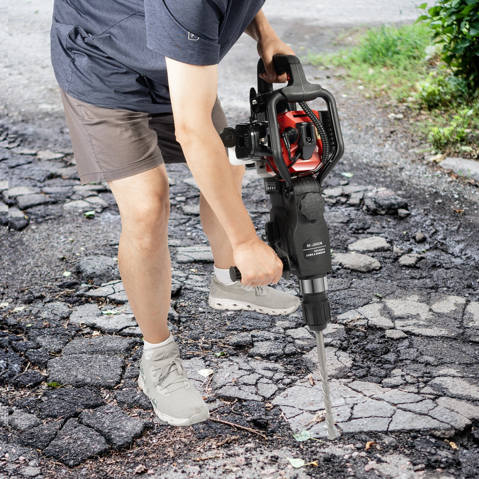 Gasoline Hammer Drilling Machine 2 Stroke Gas Powered Demolition Hammer 33CC for Interior Decoration