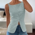thumbnail image 3 of Womens Vest Top Trendy Button Up Tank Tops Asymmetrical Y2k Going Out Top Light Blue XL, 3 of 5