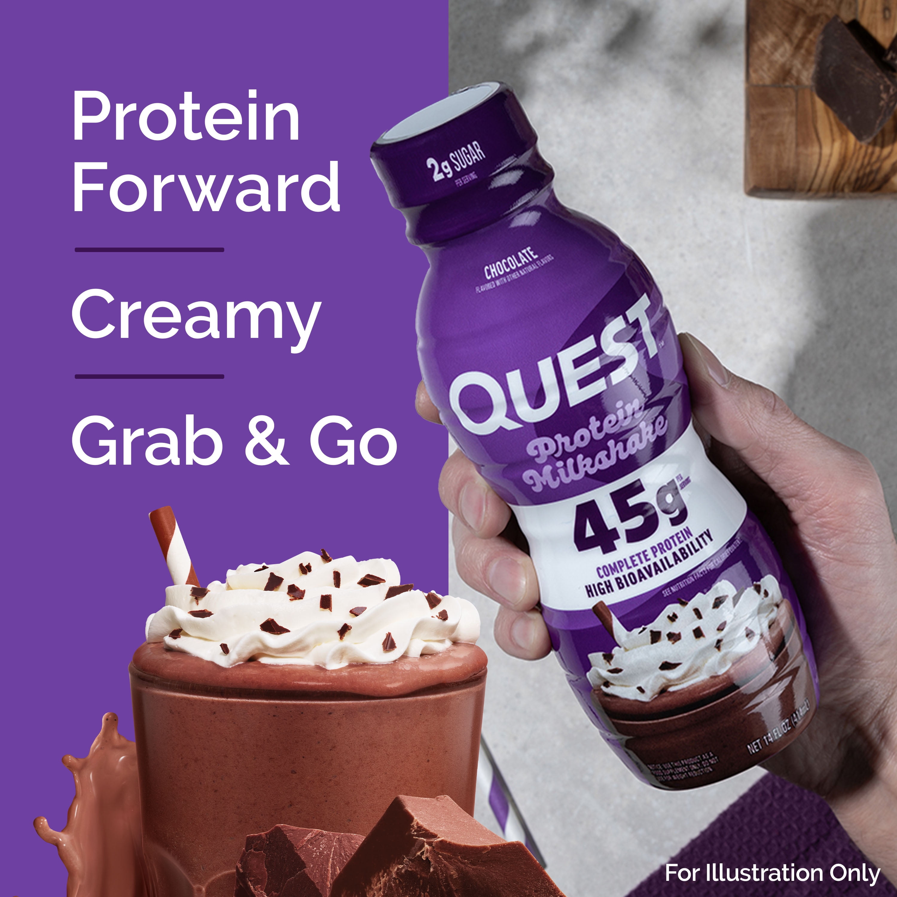 Quest Nutrition, 45g High Protein Chocolate Flavored Milkshake, Ready to Drink, 4 Count