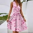 thumbnail image 2 of Sundress, Casual V Neck Sleeveless Floral Tunic Tank Midi Dress Cocktail Beach Vacation Tube Top Dress Bodycon For Women Halter Dresses Mini 2024 Dresses Cotton Dresses (S, Pink) ZMTing, 2 of 5