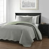 "Chezmoi Collection Mesa 3-piece Oversized (118""x106"") Reversible Bedspread Coverlet Set King, Gray/Sage"