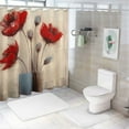 thumbnail image 7 of Fenyluxe Pretty Red Flowers Bathroom Shower Curtain Set with Hooks, Chic Modern Design, 100% Polyester Fabric, Various Sizes 69x72, 7 of 7