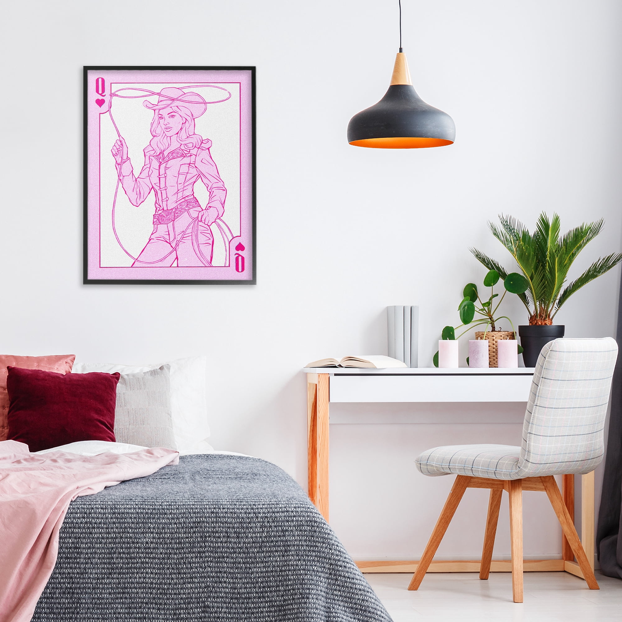 Stupell Industries Cowgirl Queen of Hearts Black Framed Giclee Art, design by Ziwei Li