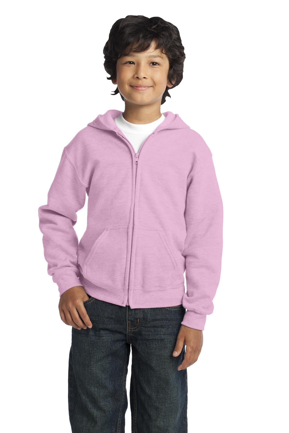 Gildan Boys Long Sleeve Full-Zip Hooded Sweatshirt. 18600B - Walmart.com