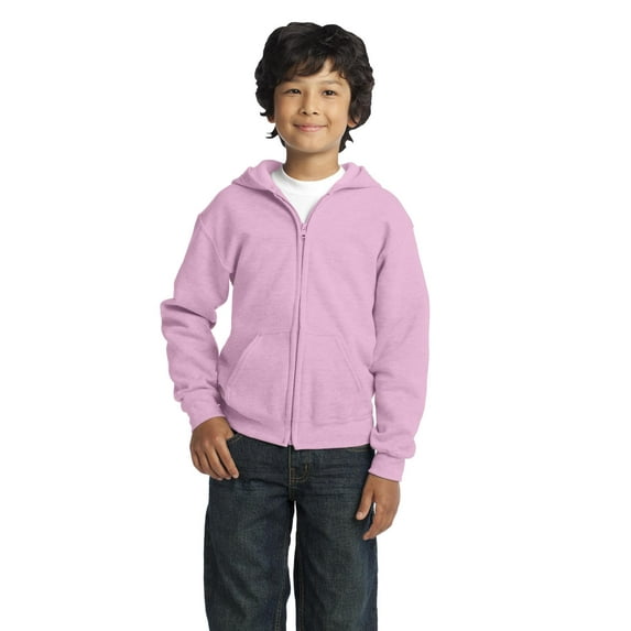 Gildan Boys Long Sleeve Full-Zip Hooded Sweatshirt. 18600B