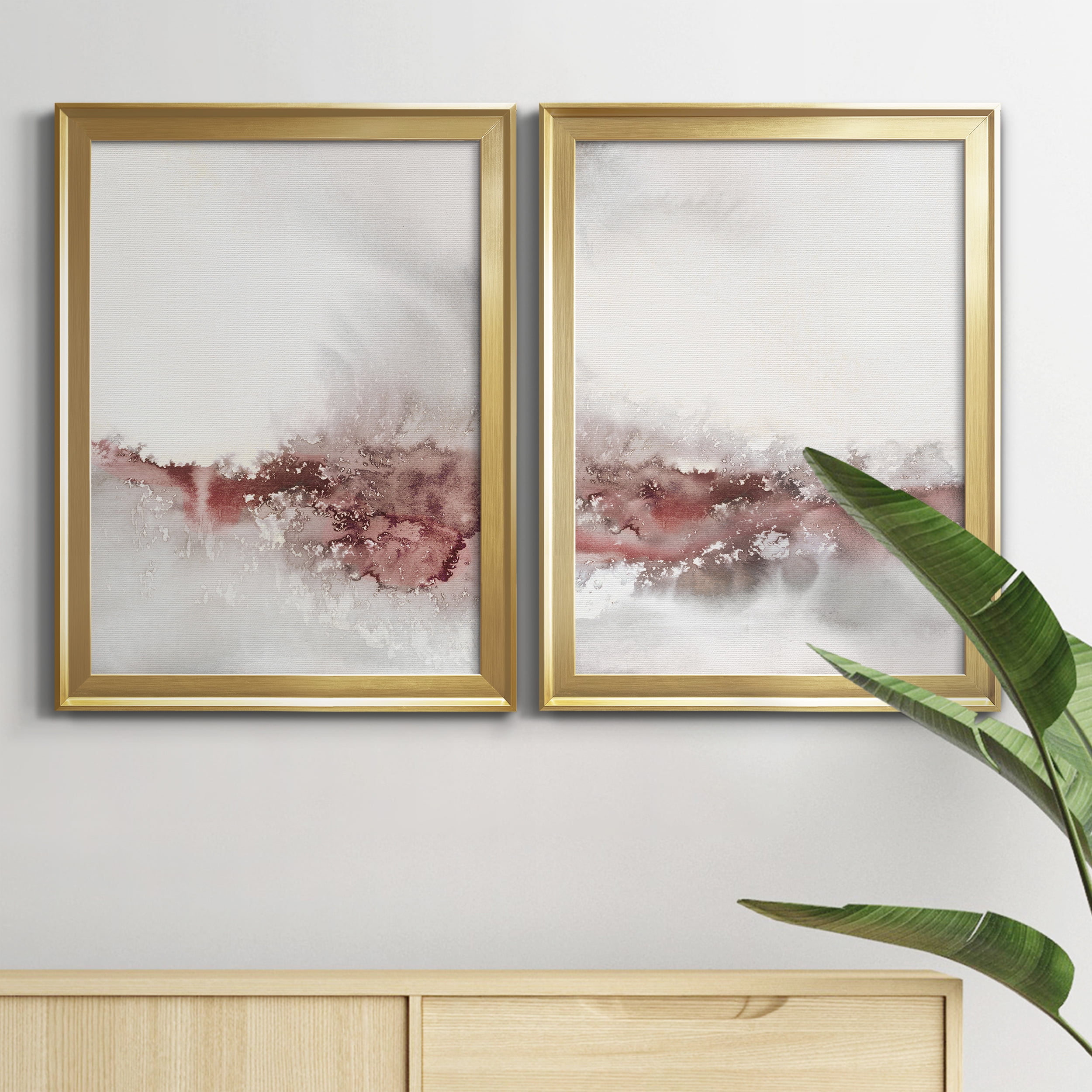 2 Piece Set Soft Waves I Premium Framed Canvas - Ready to Hang - 22.5 x 30.5 Each - Gold Frame
