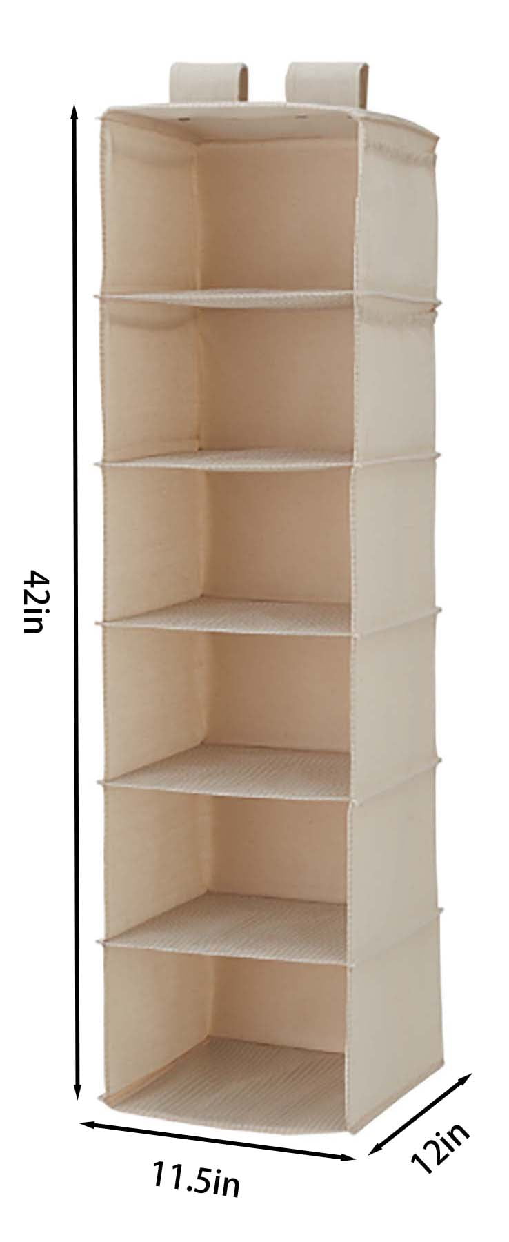 (4 pack) Mainstays Canvas 6-Shelf Hanging Closet Organizer for Shoes and Clothes, Beige