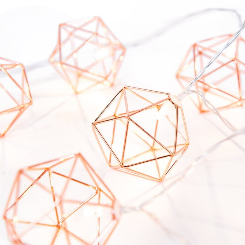 Sawpy String Light,10 LED Rose Gold Hexagonal String Light,Christmas