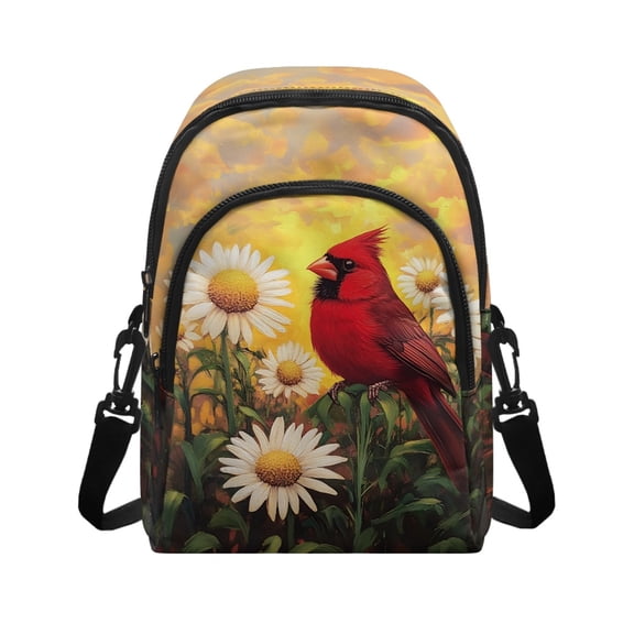 TSOVTHRID Cardinal Daisy Sunset Print Cell Phone Crossbody Bag Sleeve with Zipper Closure for Women Travel Small Crossbody Purse with Adjustable Strap