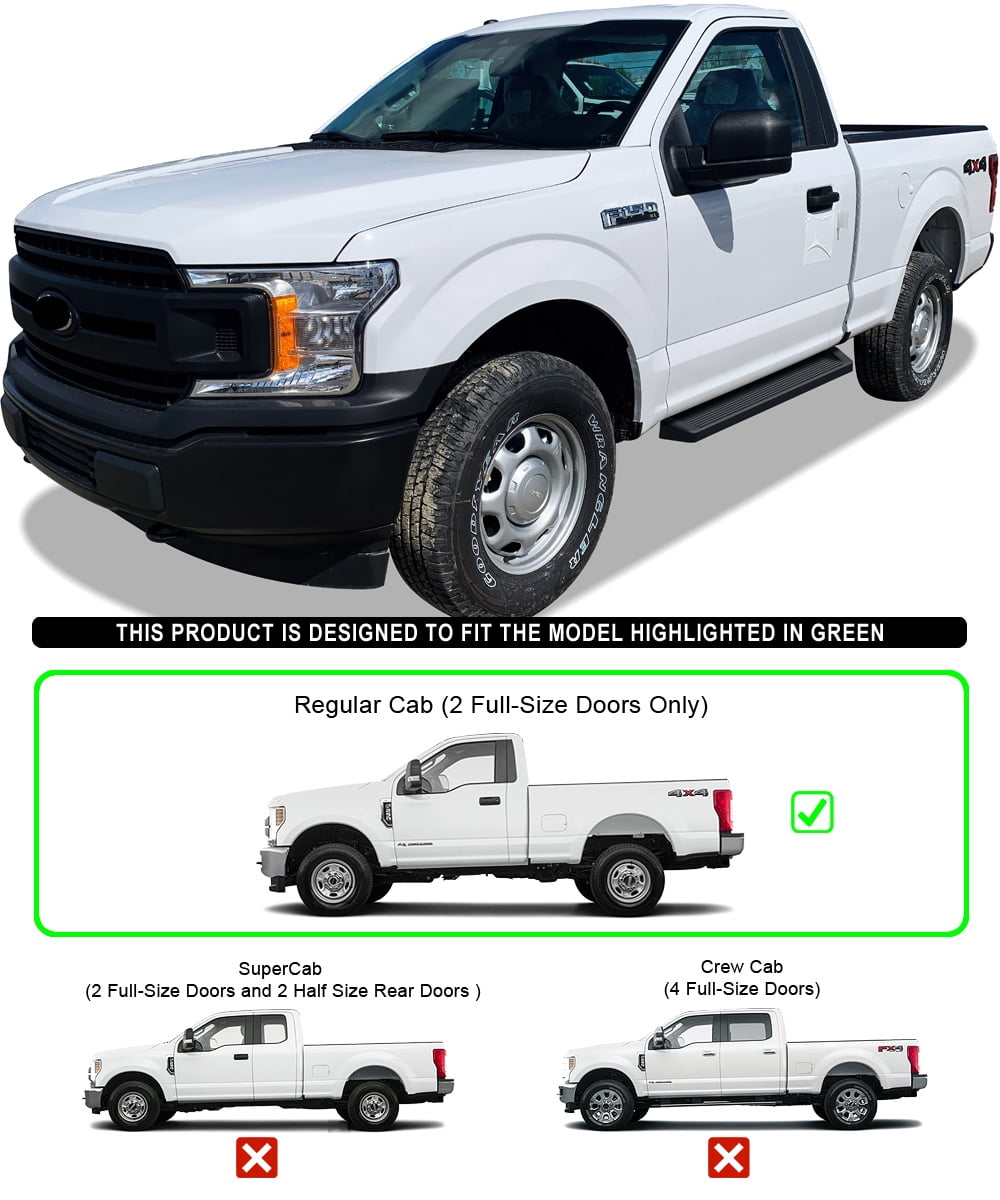 APS Black Running Boards Style Compatible with Ford F150 2015-2026 Regular Cab & F-250 F-350 Super Duty 2017-2026 (Nerf Bars Side Steps Side Bars)