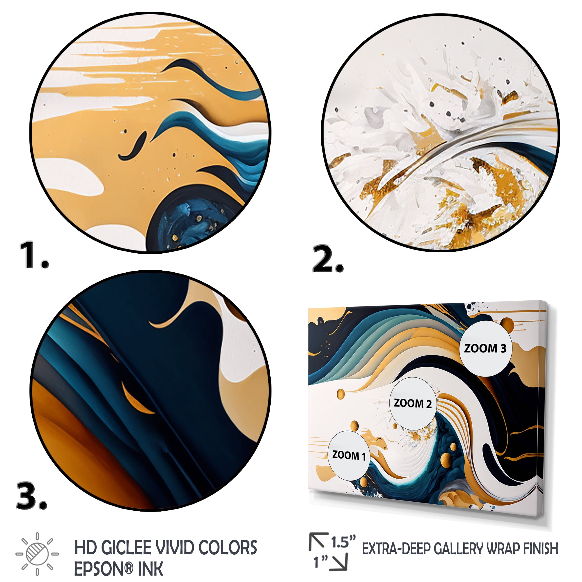Designart Blue And Gold Modern Art Abstract Painting IV Canvas Wall Art