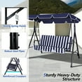 thumbnail image 5 of Howsvn 3 Seat Outdoor Patio Swing with Converting Canopy, Cushioned Steel Frame Porch Canopy Swing Chair, Swing Glider Hammock for Patio, Garden, Navy Blue, 5 of 10