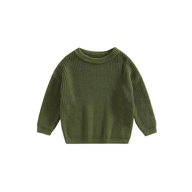 Txlixc Suéteres de cuello redondo para bebés pequeños, suéteres de punto sueltos de color sólido de manga larga Txlixc Moda