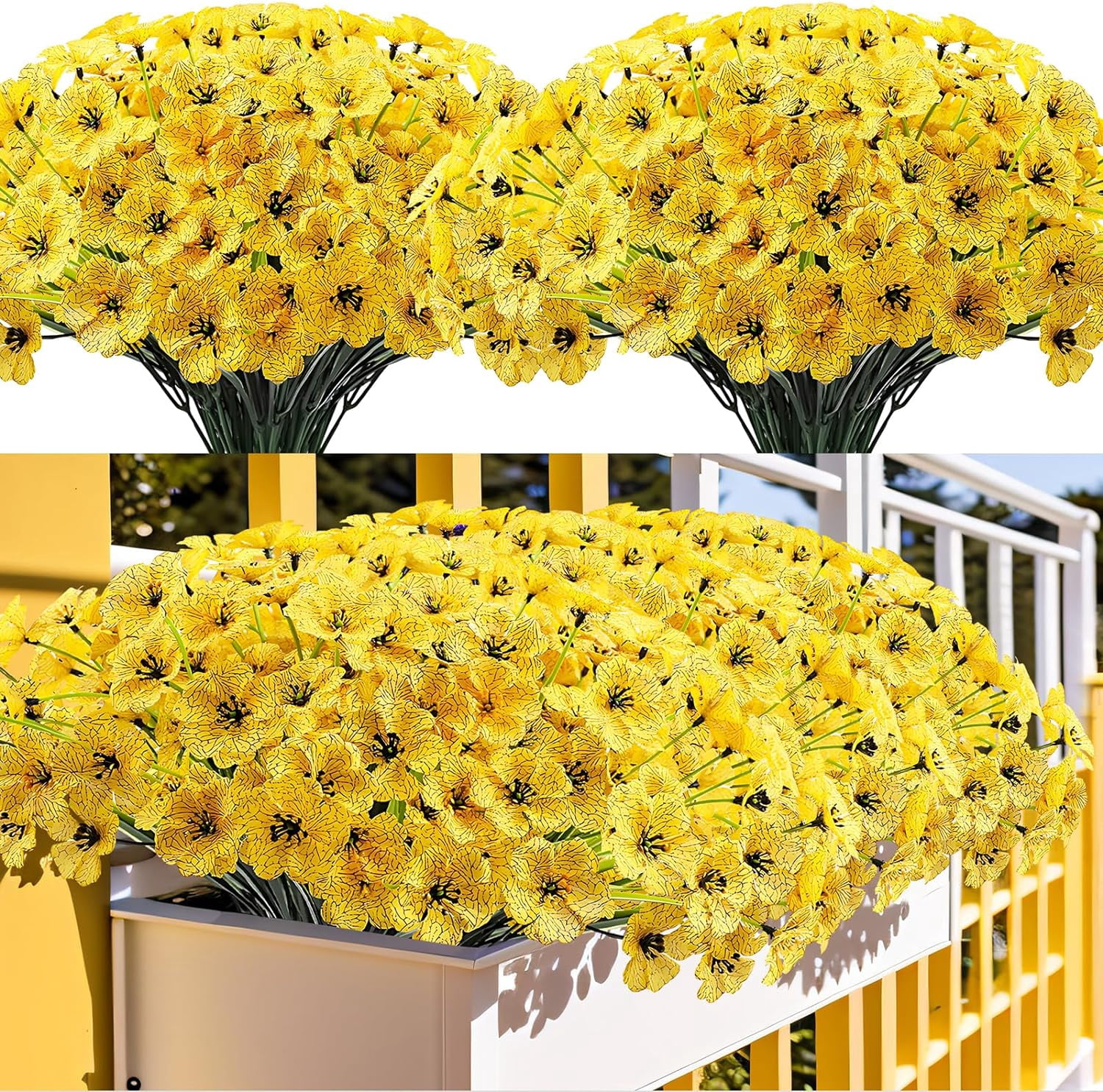 20 Bundles Outdoor Artificial Flowers UV Resistant with Pink Faux Silk Flowers and No Fade Fake Plastic Plants for Spring Summer Outside Planters Porch Window Box Garden Decor