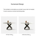 thumbnail image 3 of POVISON 51"Modern Glossy Dining Table For 4 With Lazy Susan, White Round Sintered Stone Tabletop, Black X Carbon Steel Base, 3 of 10