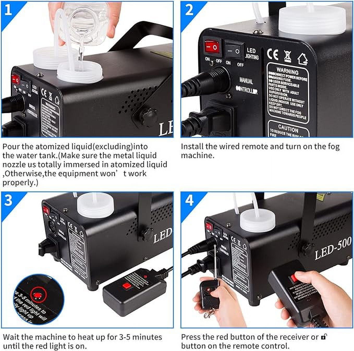 Uncahome Fog Machine,Smoke Machine with 13 Colorful LED Lights,500W and 3000CFM Smoke Sprayer with Remote,Outdoo&Indoor Fogger for Halloween,Party and Stage Effect