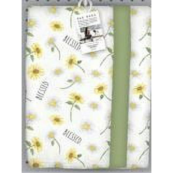 Rae Dunn Blessed Flower Kitchen Towel, White & Green, 3 Pack Set, 16" x 26"