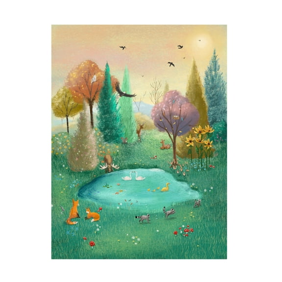 Canvas Wall Art - Christine Rotolo 'Spring Forest Animals' Wall Art for Living Room, Bedroom, or Office DÃ©cor by Trademark Fine Art - 14 x 19 Inches