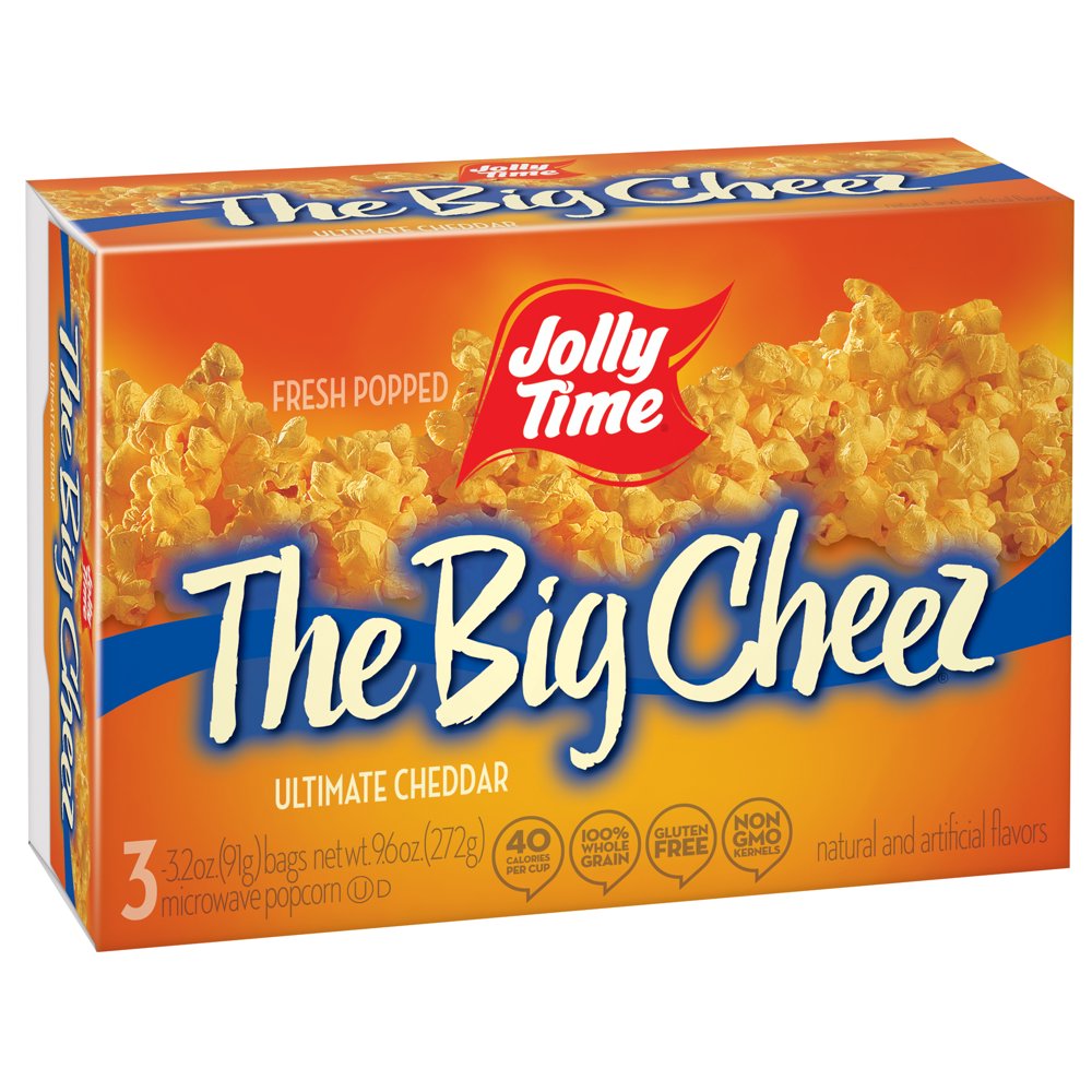 Jolly Time The Big Cheeze Ultimate Cheddar Popcorn, 3.2 Oz, 3 Ct