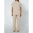 thumbnail image 6 of Women'S Two-Piece Casual Suit Travel Sportswear Short-Sleeved Wide-Leg Casual Sports Suit Apricot Suit S, 6 of 7