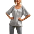 thumbnail image 2 of Baohd Femmes Blouse Manches Courtes Été Casual Top Gris M, 2 of 6