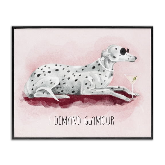 Stupell Industries Eclectic I Demand Glamour Dog Black Framed Giclee Art, 14 x 11, by Lil' Rue