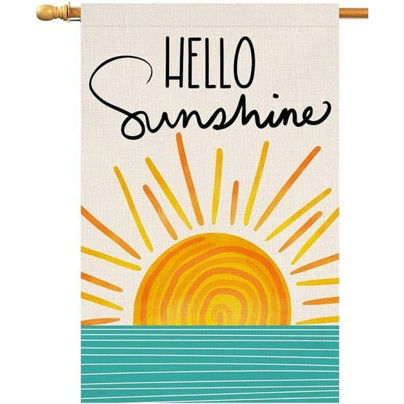 Hello Sunshine Summer Garden Flag 12x18 Vertical Double Sided Farmhouse Holiday Outside Decorations Burlap Yard Flag BW285