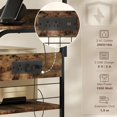 thumbnail image 3 of Rustic Brown Baker's Rack with Charging Station & Hooks - Kitchen Microwave Shelf | 23.6" x 15.7" x 49.5" Storage Unit for Living Room, Dining Area, 3 of 7