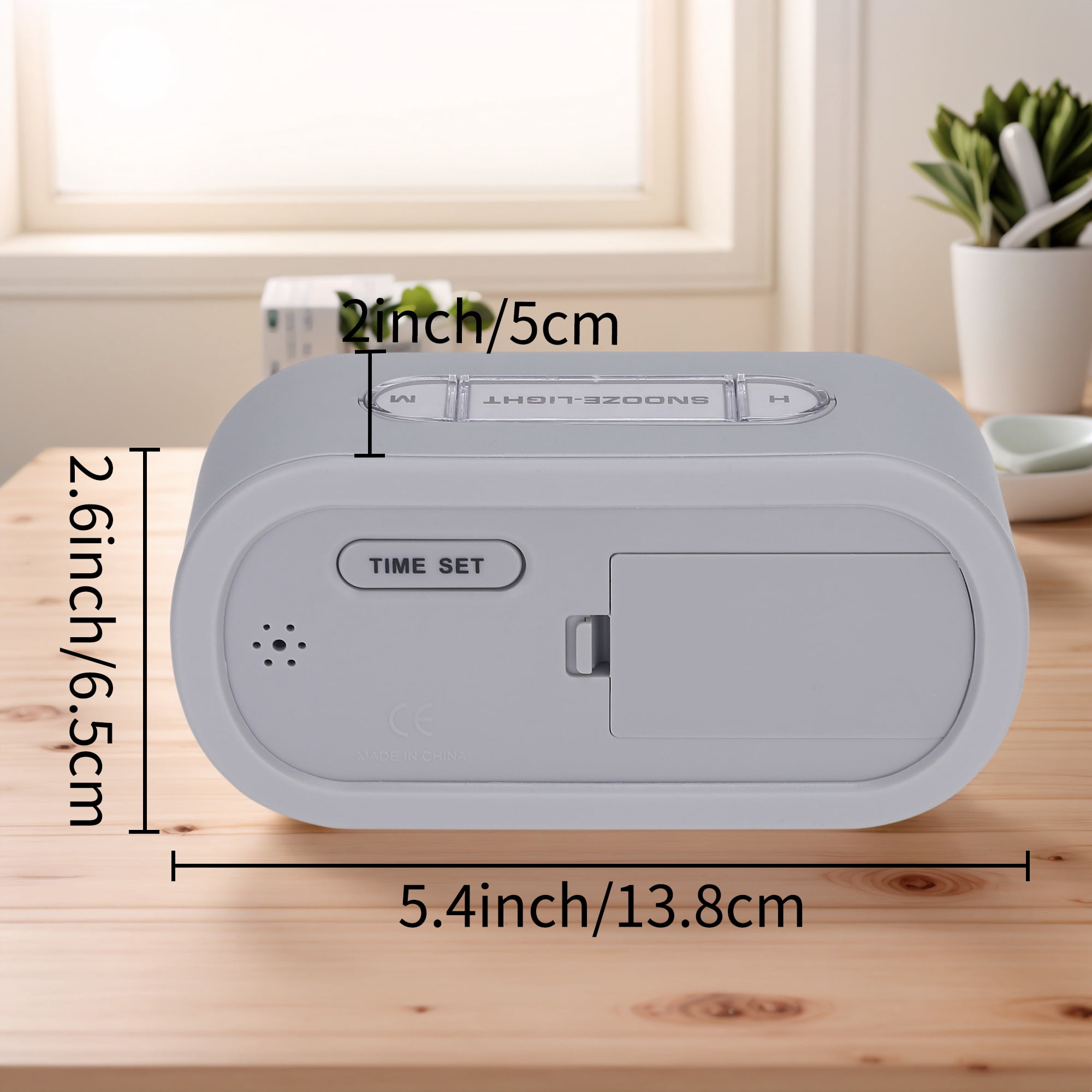 Unique Bargains 2 Pcs Oval Digital Alarm Clock Adjustable Alarm Snooze Gray