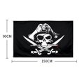 thumbnail image 2 of Bandera de pirata con calavera grande, Bandana roja con huesos, doble cuchillo, tres cuchillos, Pirata, Cruz, horquilla, amor, beber, Bandera de pirata, 90x150cm, 2 of 3