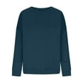 thumbnail image 5 of DHFJKG Womens Casual Sweatshirts Solid Color Loose Fit Crew Neck Long Sleeve Pullover For Everyday Wear Trendy Pullover Tops For Women, 5 of 5