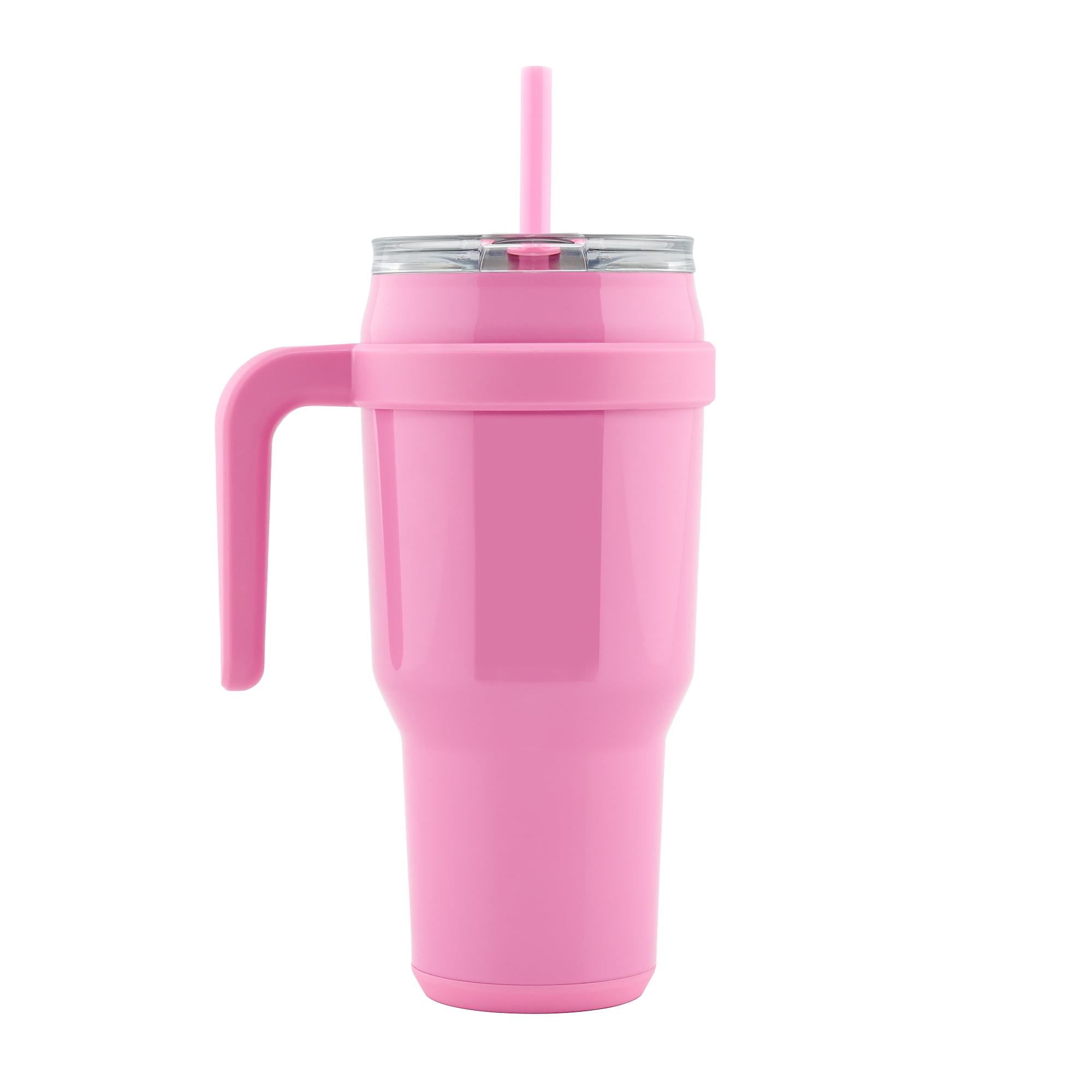 Sivio 40 oz Tumbler with Handle and Straw Lid Stainless Steel Insulated Tumblers Travel Mug for Hot and Cold Beverages,Pink, Size: 26.5