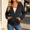 thumbnail image 5 of Fashion Plus Size Pullover Hoodie for Womens Zip Up Solid Color Pockets Zipper Long Sleeved Regular Top Hooded Sweatshirts Coat Outwear 50% off Clearacne!, 5 of 9